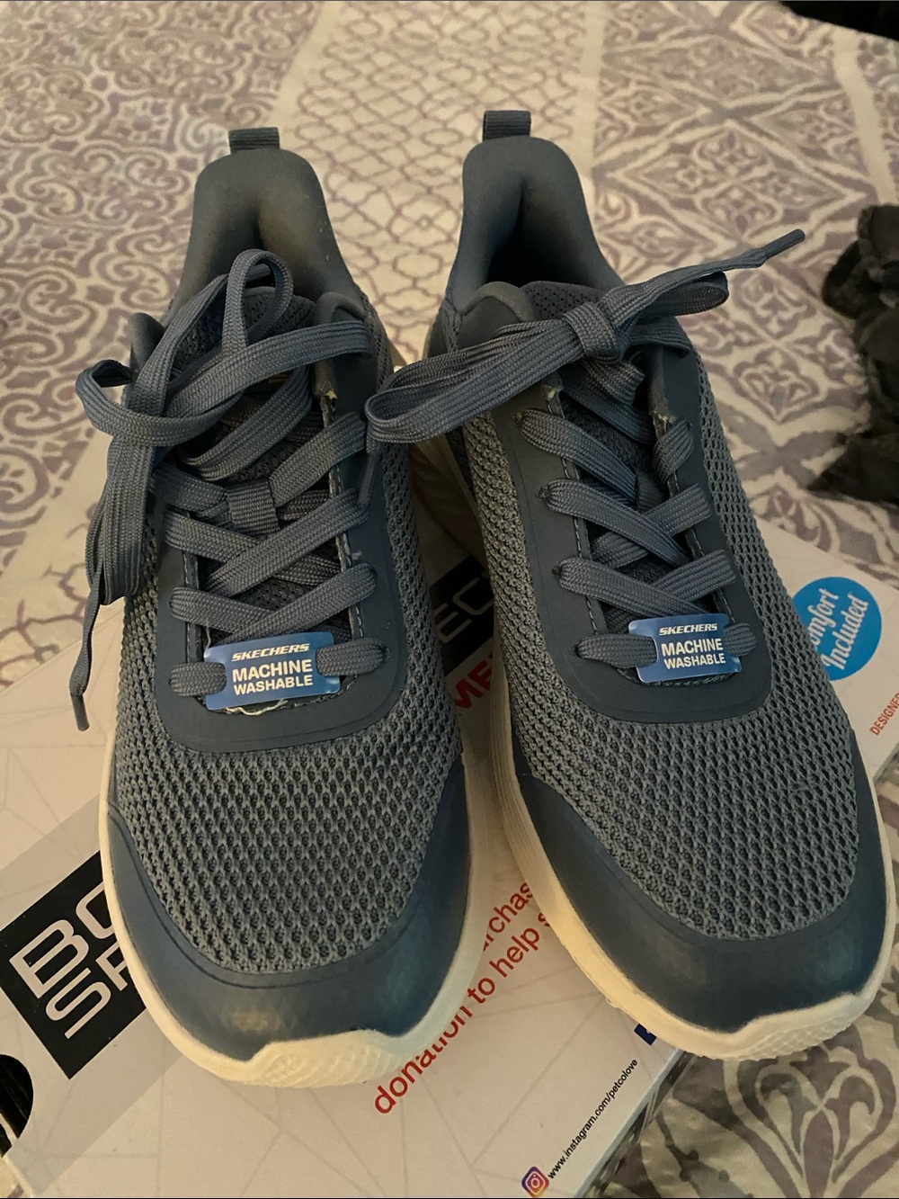 Skechers Women's Slate Blue Mesh Lace-Up Sneakers